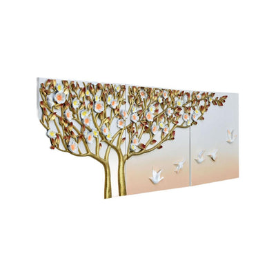 3 Pc Tree Flower Wall Decor (Gold & Brown)