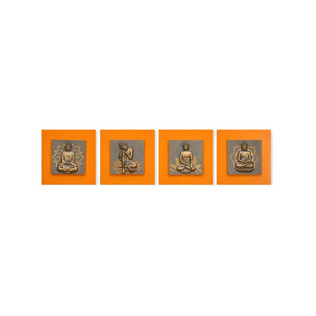 Buddha Poses Wall Décor 4 Pieces (Mustard)