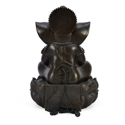 Ganesha On Lotus Water Fountain (Brown)