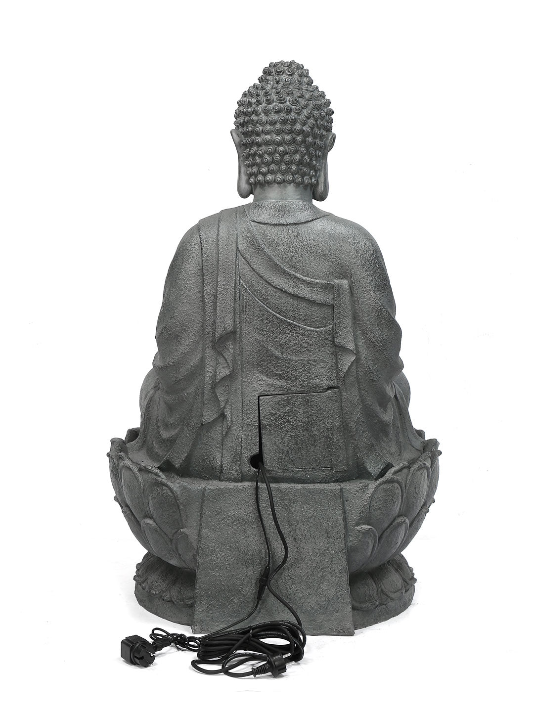 Buddha On Lotus Water Fountain (Grey)