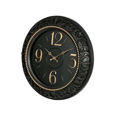 Antique Carved Wall Clock (Black)