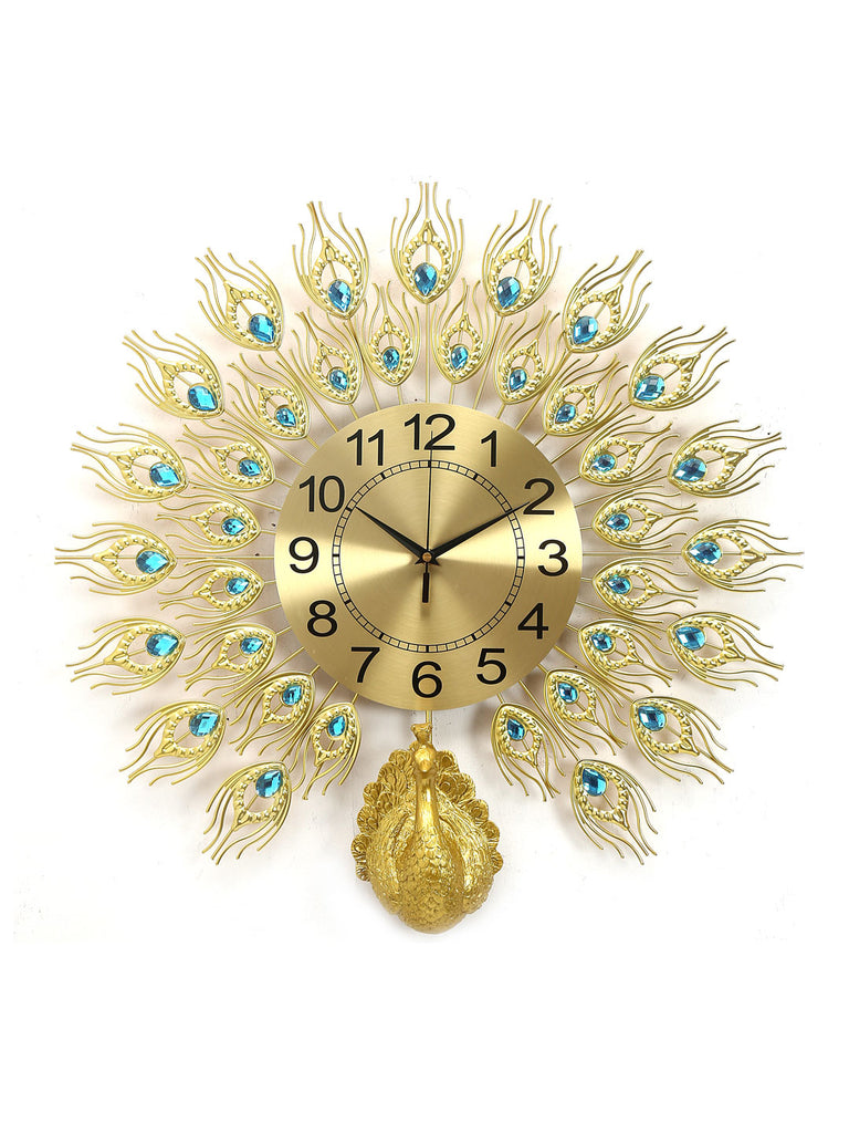 Peacock Wall Clock (Gold)