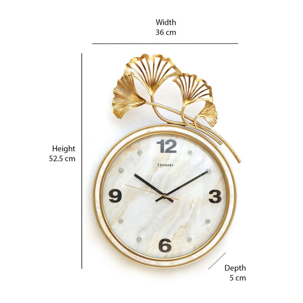 Ginkgo Leaf Wall Clock (Gold)