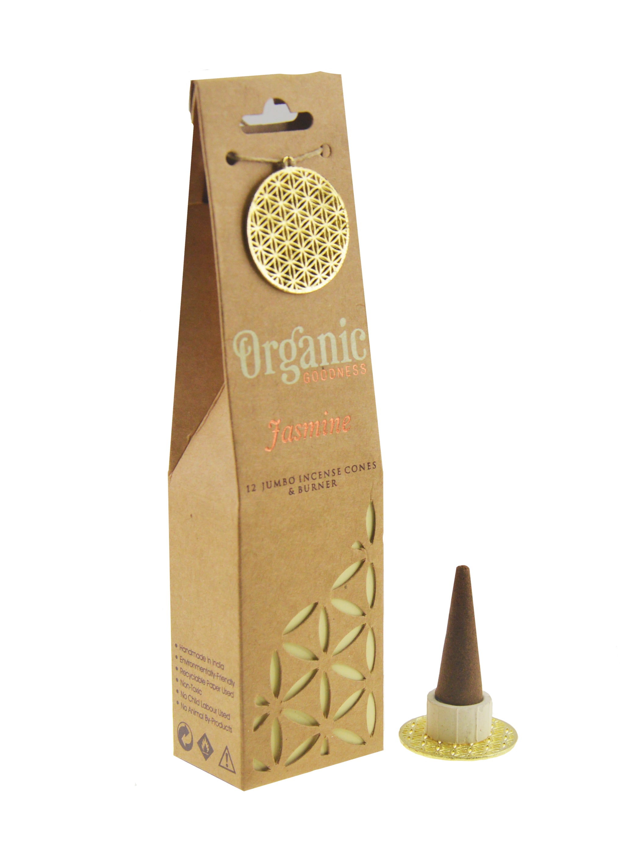 Song of India Jasmine Organic Goodness Incense Cones Set of 12
