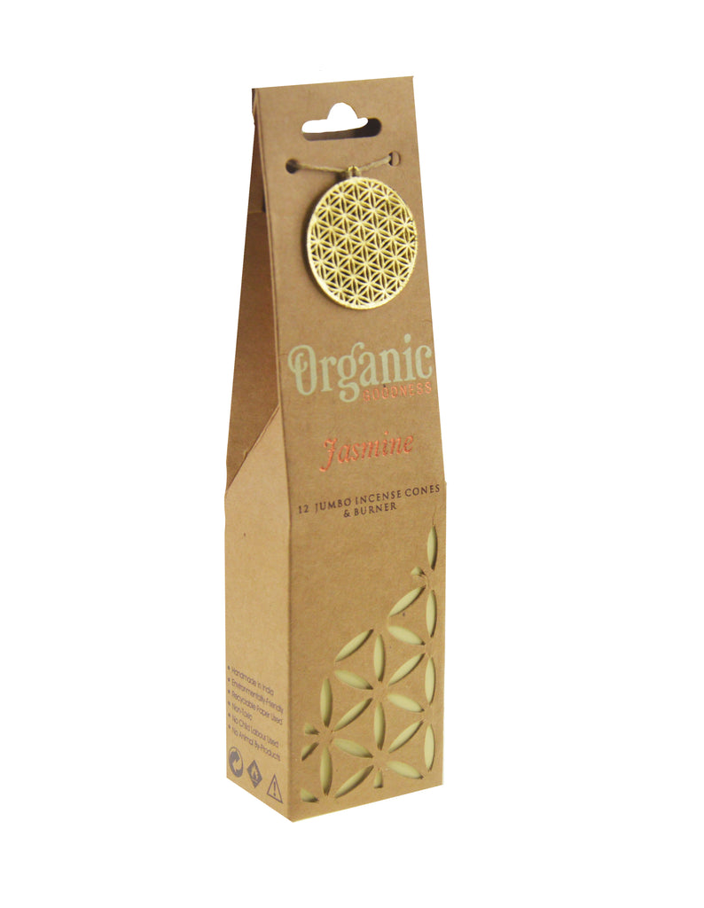 Song of India Jasmine Organic Goodness Incense Cones Set of 12