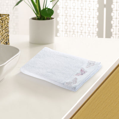 Arias by Lara Dutta Butterfly Print Bath Towel (White)