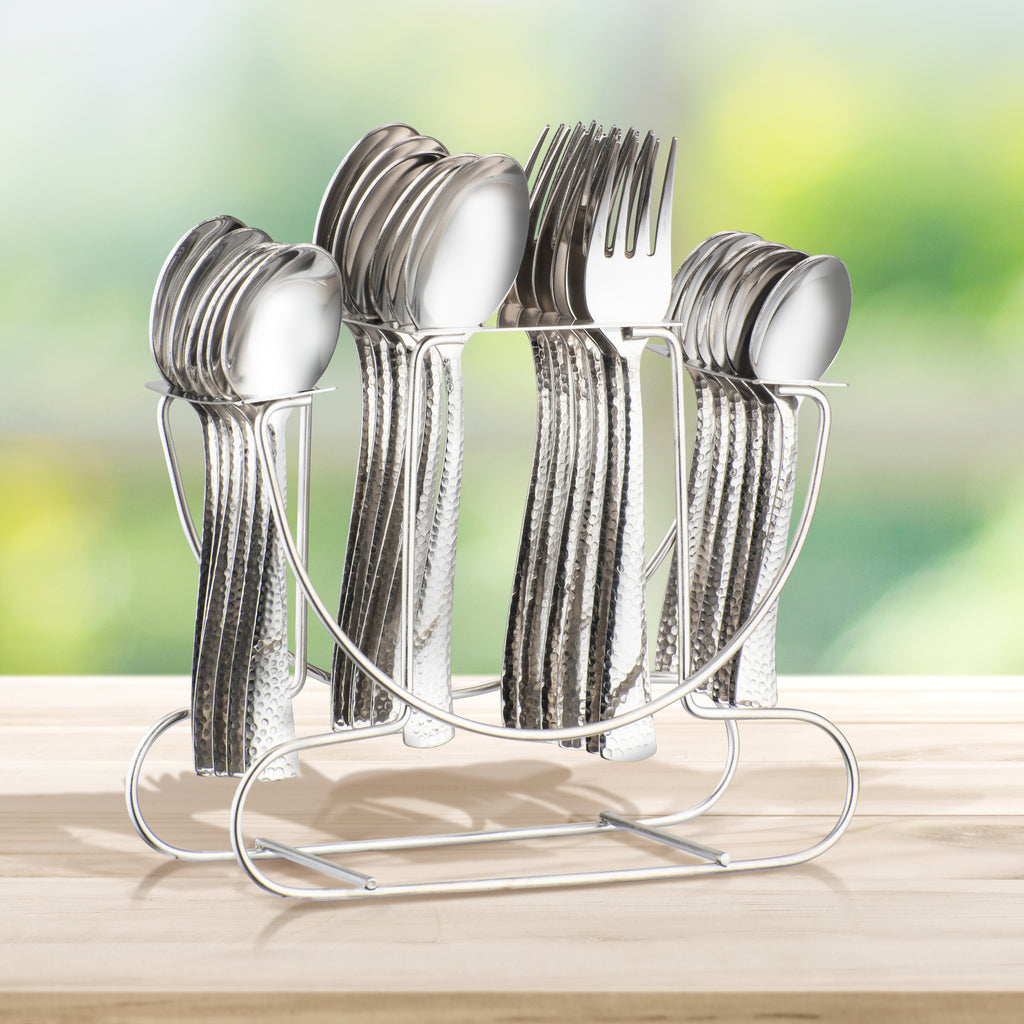 Arias Vintage Cutlery Set of 24 With Stand (Silver)