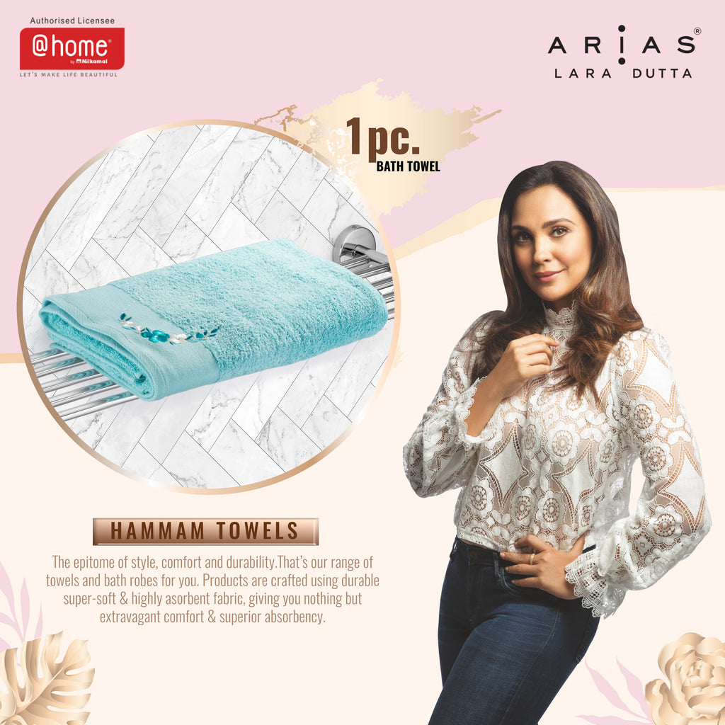 Arias Hairband Print Bath Towel (Aqua)
