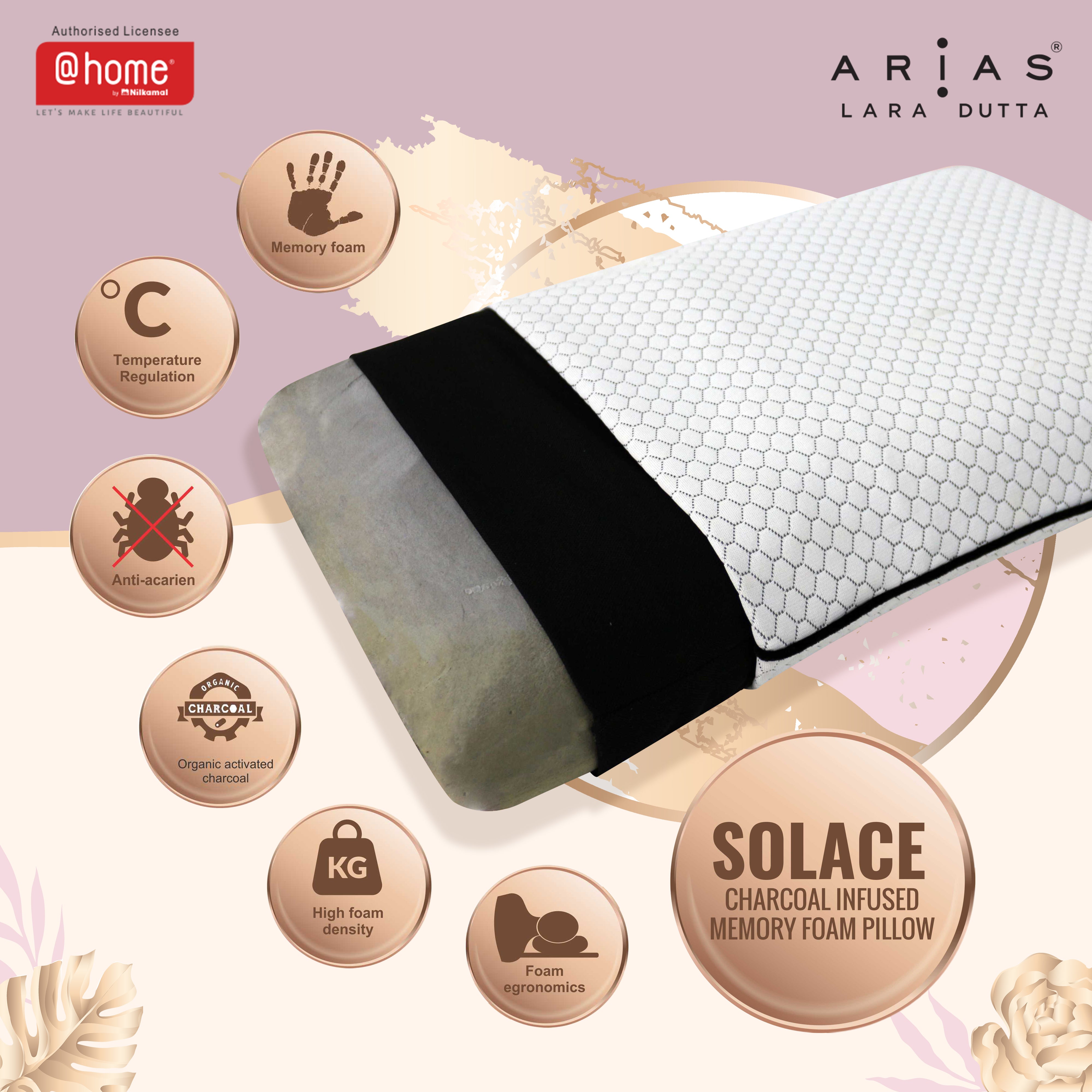 Arias Charcoal Medium Memory Foam Pillow (White)