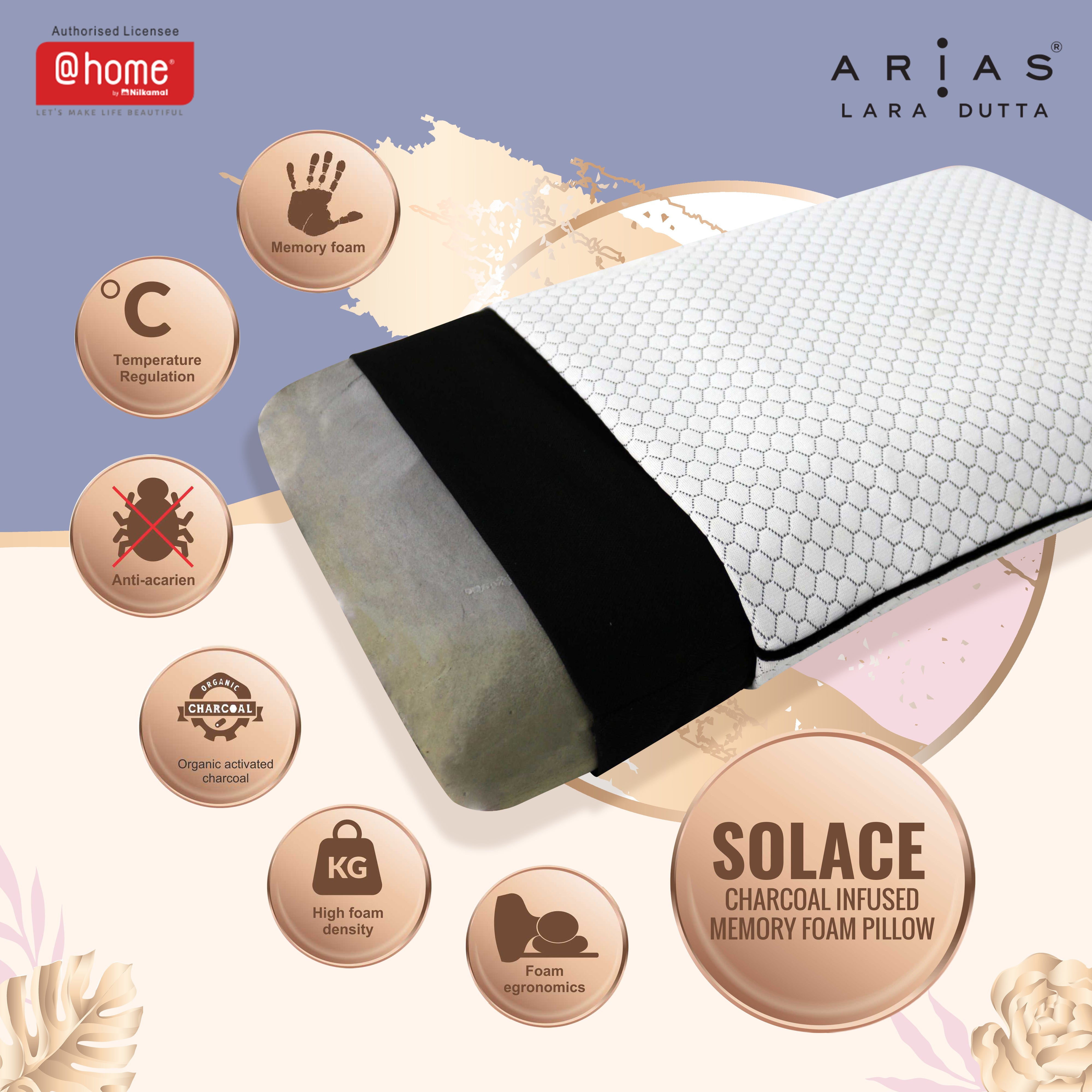 Arias Charcoal Hard Memory Foam Pillow (White)