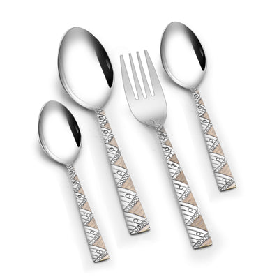 Arias by Lara Dutta Bloom Cutlery Set of 24 With Stand (Silver)