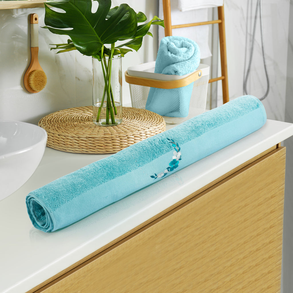 Arias Hairband Print Bath Towel (Aqua)