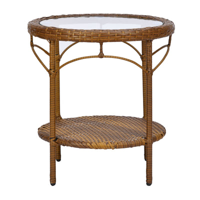 Jarvis Garden Table with Glass Top (Beige)