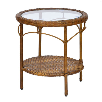 Jarvis Garden Table with Glass Top (Beige)