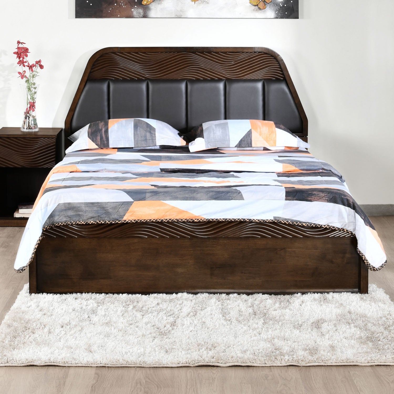 Jenna Queen Bed with Hydraulic Storage (Brown)
