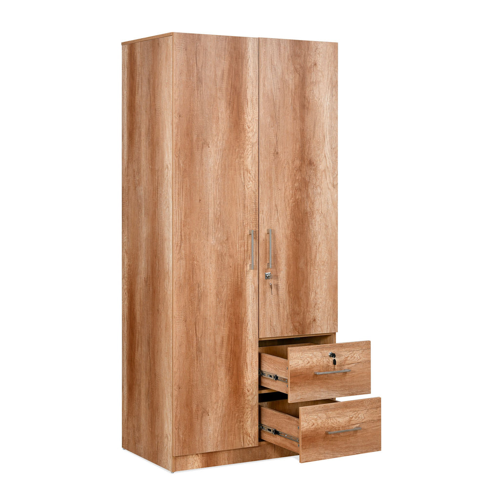 Jupiter Engineered Wood 2 Door Wardrobe (Canyon Oak)
