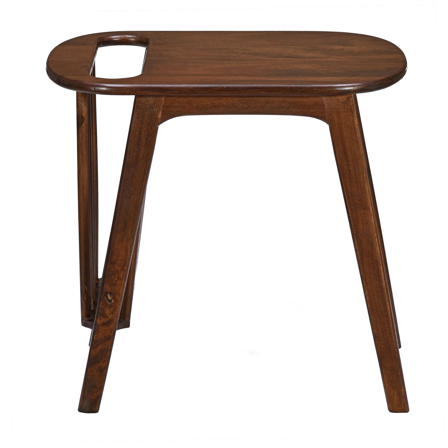 Kingsley Solid Wood Side Table with Magzine Rack (Red Walnut)
