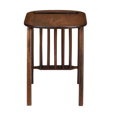 Kingsley Solid Wood Side Table with Magzine Rack (Red Walnut)