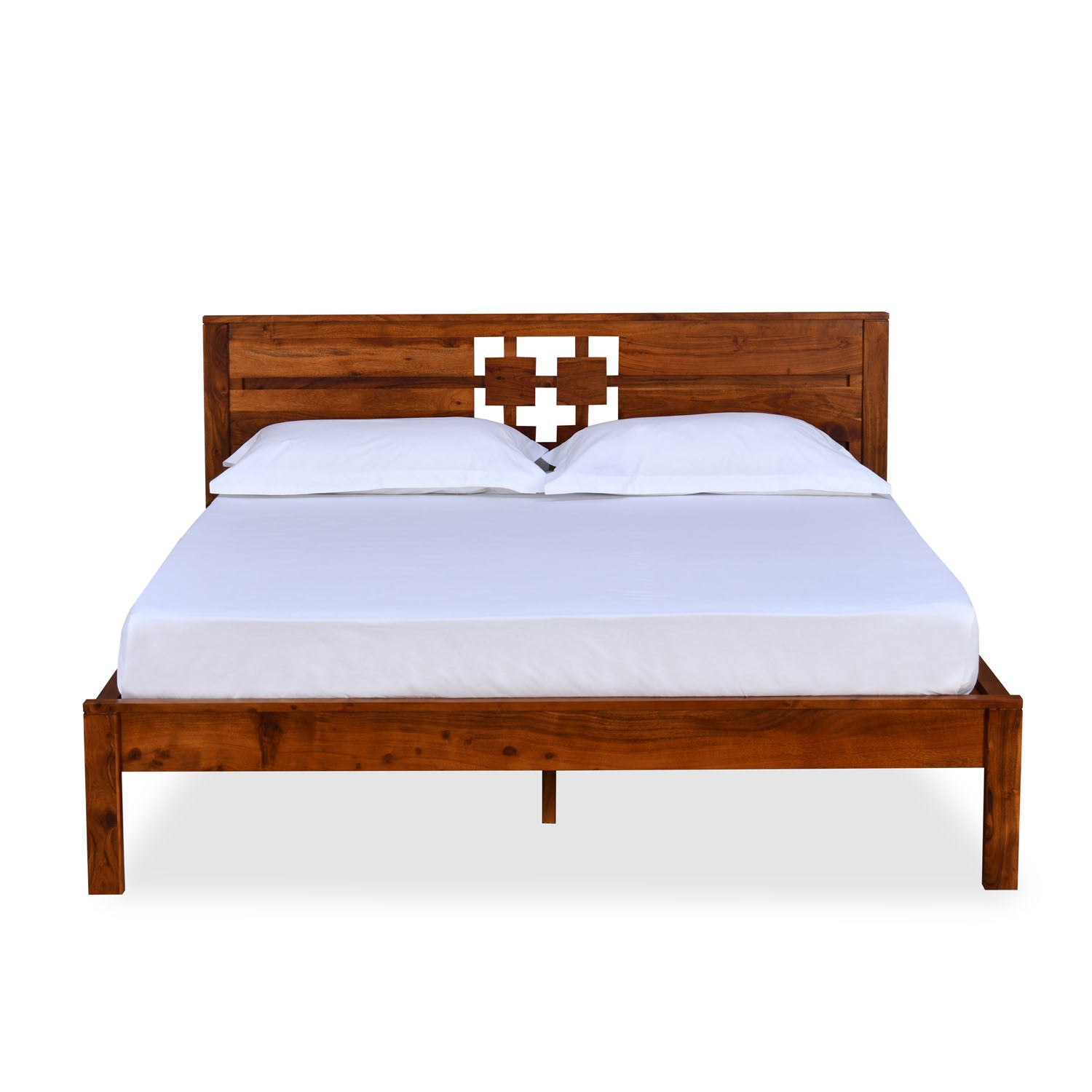Konnect Solid Wood King Bed (Honey Walnut)