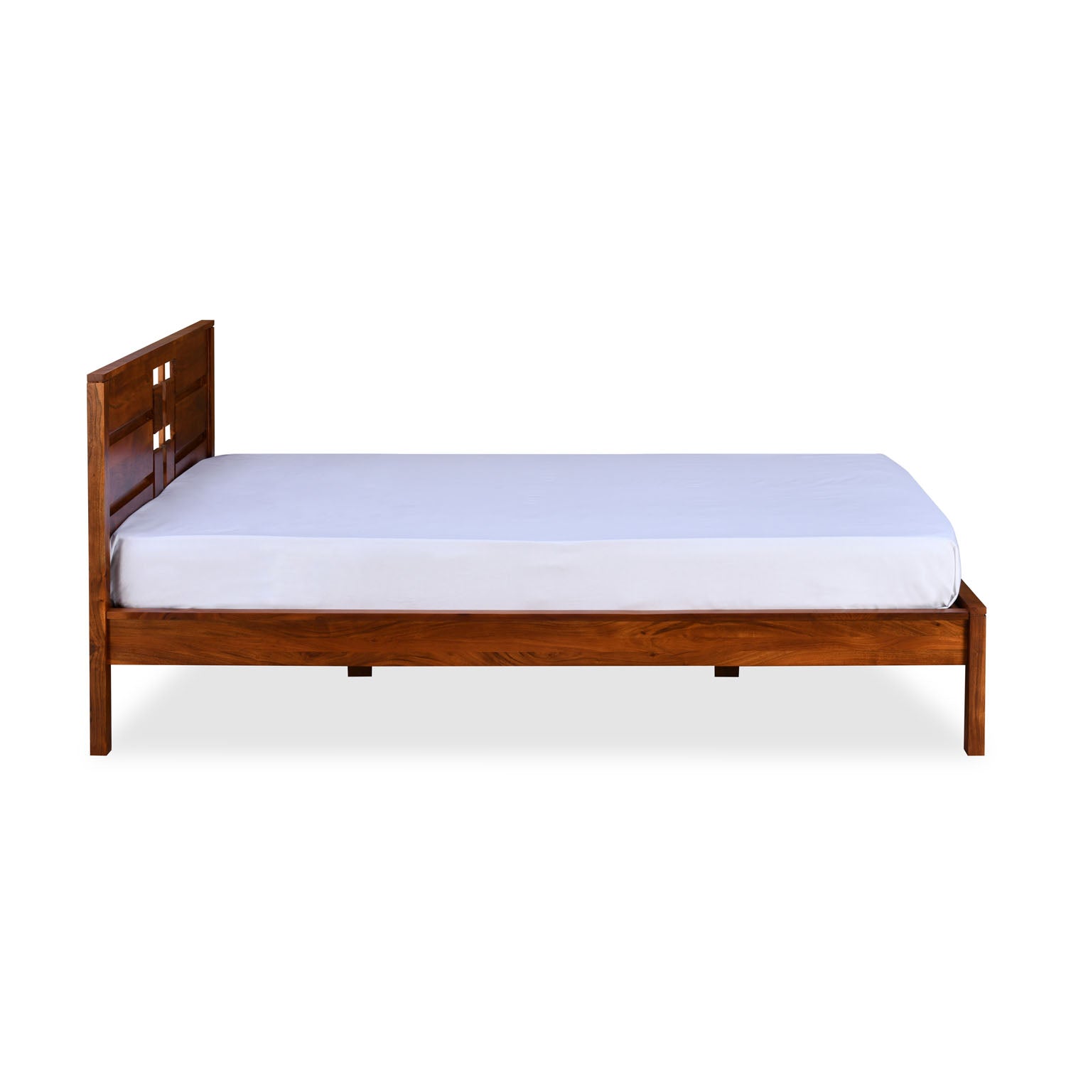 Konnect Solid Wood Queen Bed (Honey Walnut)