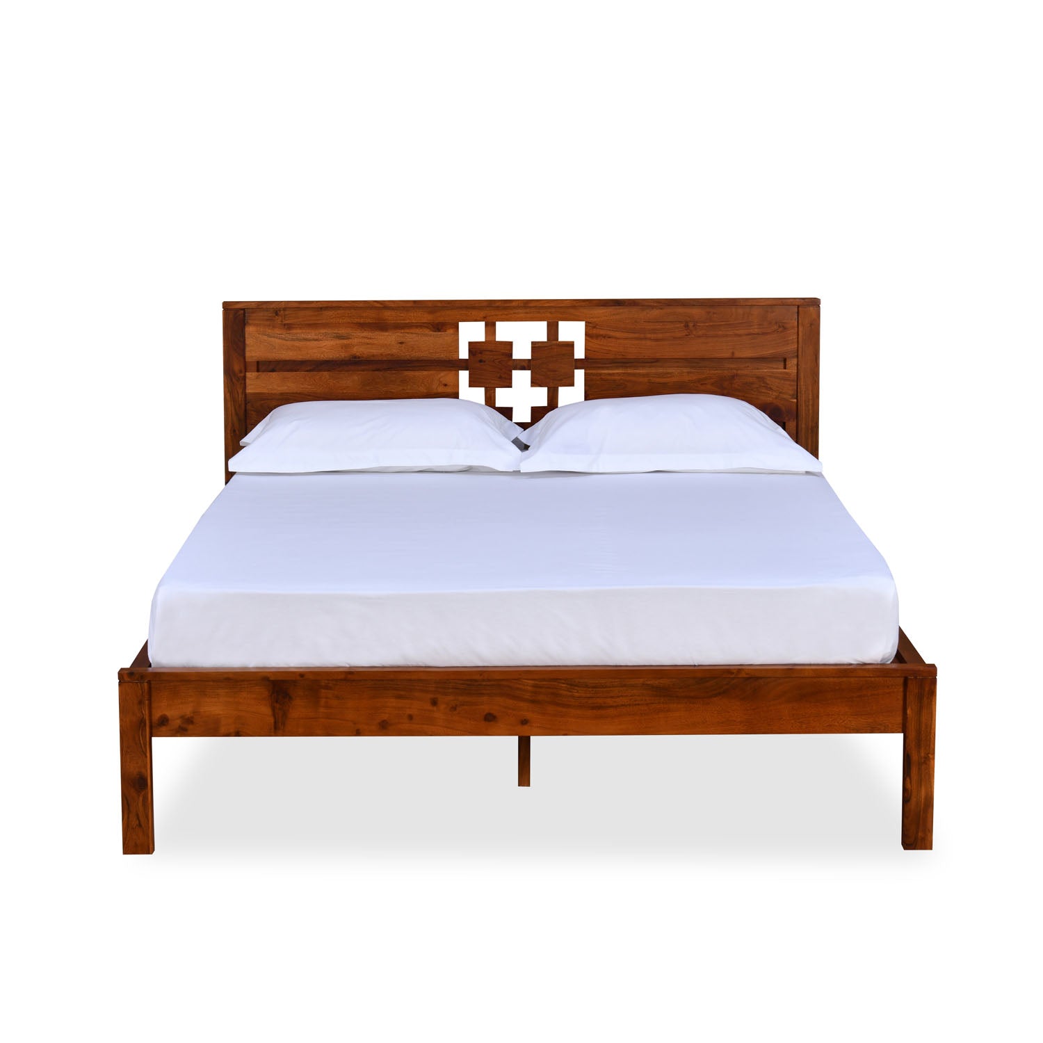 Konnect Solid Wood Queen Bed (Honey Walnut)