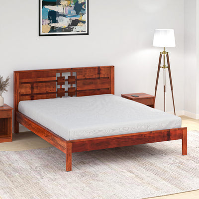Konnect Solid Wood King Bed (Honey Walnut)