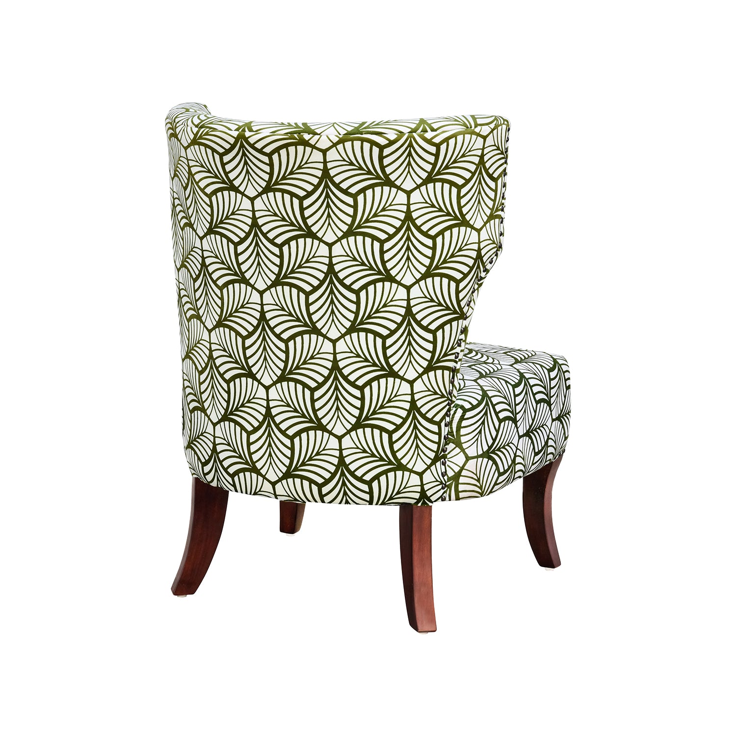 Leafy Fabric Arm Chair (Green & White)