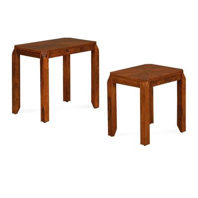 Lima Veneer Top Solid Wood Nesting Table Set of 2 (Light Antique)