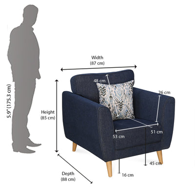 Livia 1 Seater Sofa (Blue)