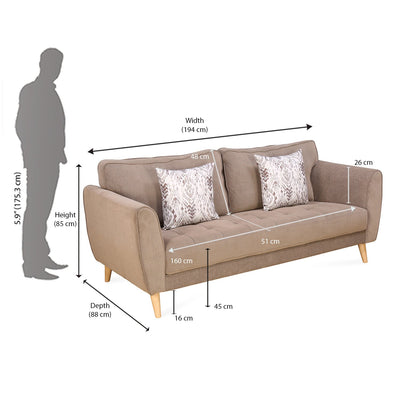 Livia 3 Seater Sofa (Brown)