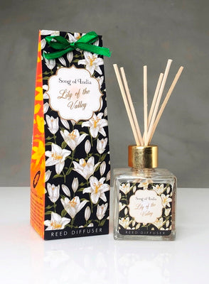 Song of India 100 ml Lily of the Valley Reed Diffuser in Glass Jar with 6 Sticks for Home Fragrance