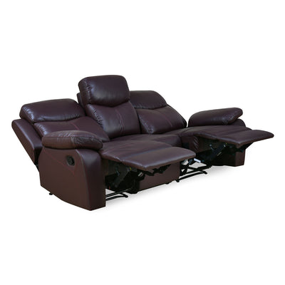 Mandy 3 Seater Leather Manual Recliner (Burgundy)