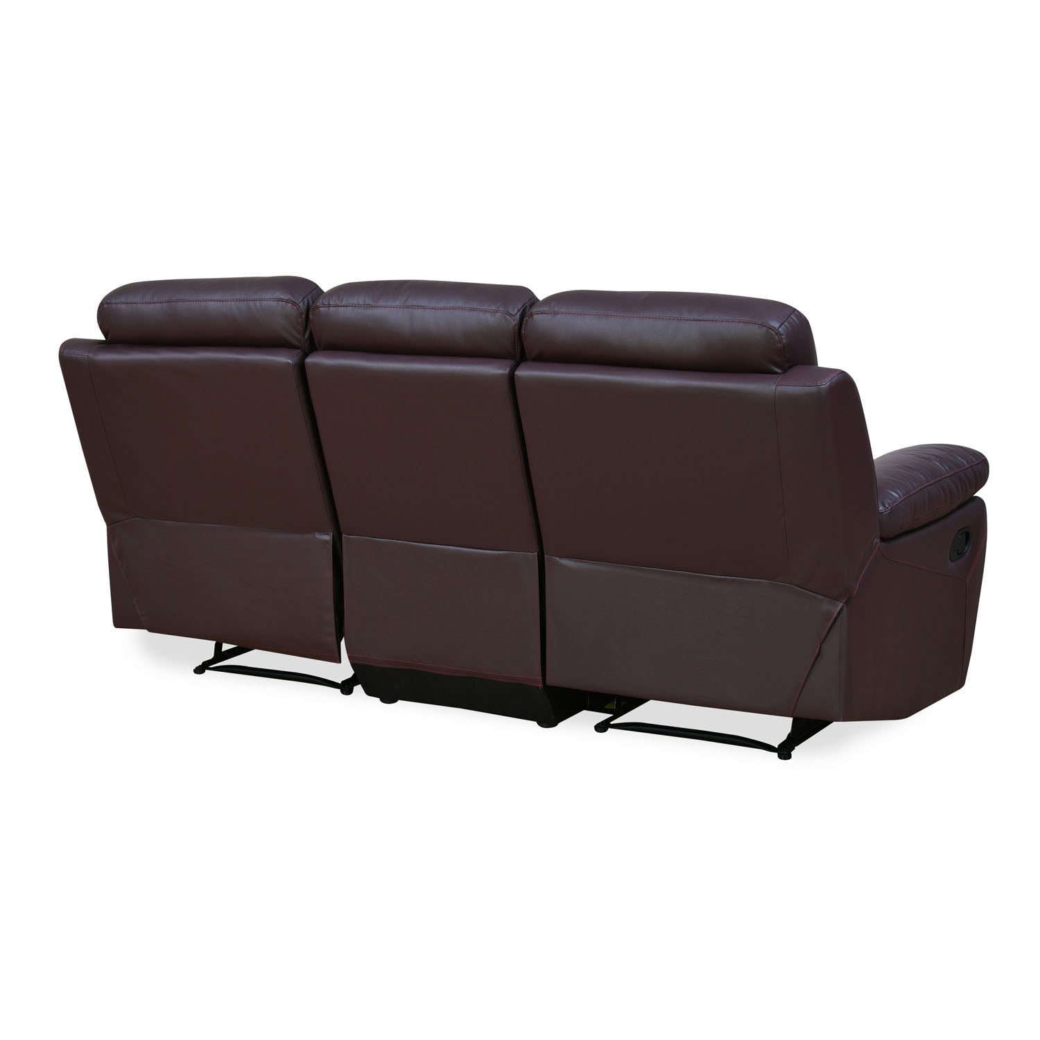 Mandy 3 Seater Leather Manual Recliner (Burgundy)