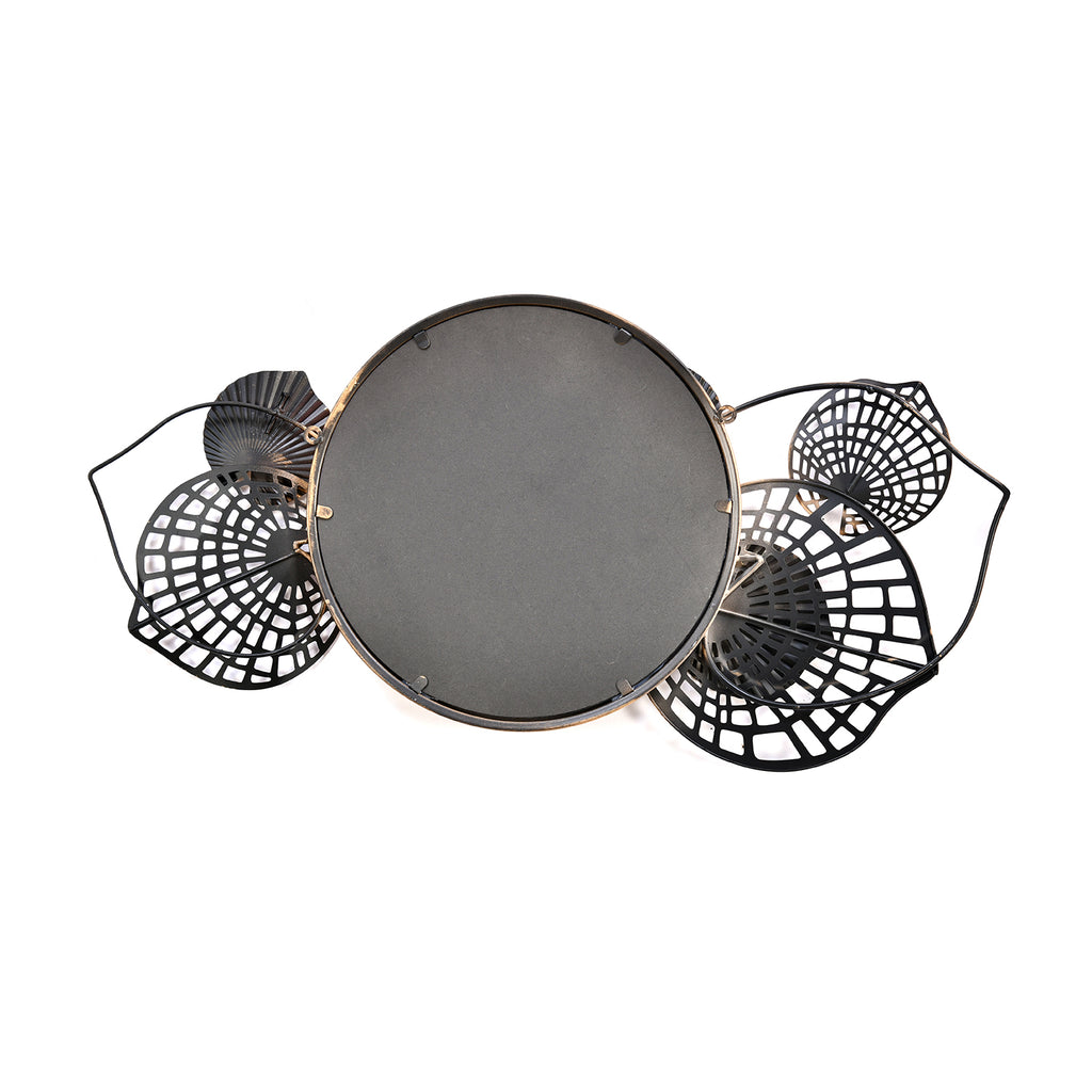 Reflexo Round Decorative Metal Frame Mirror (Brown & Gold)
