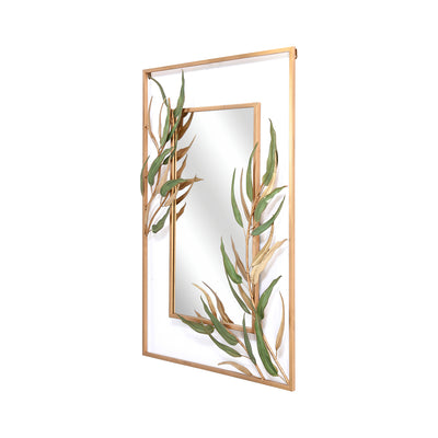 Christy Rectangular Decorative Metal Frame Mirror (Green & Gold)