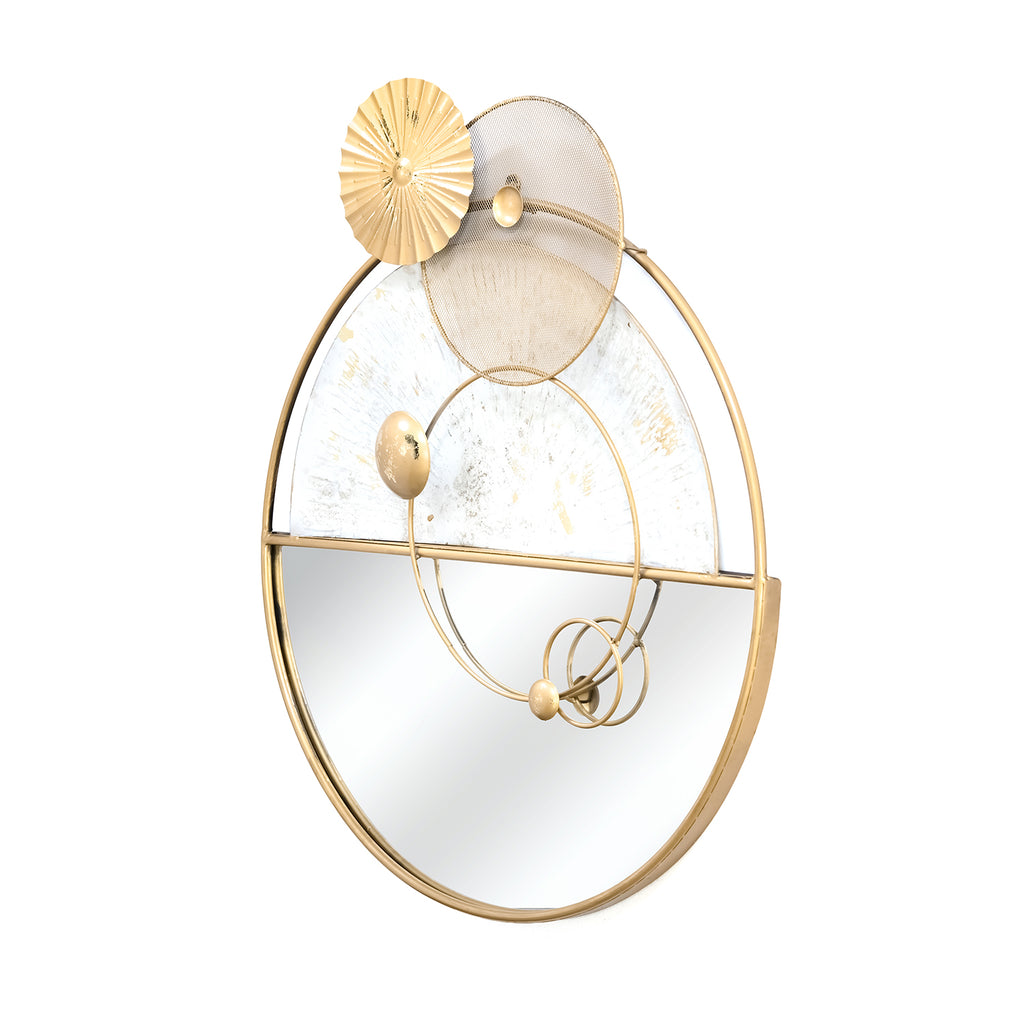 Allure Round Decorative Metal Frame Mirror (Gold)