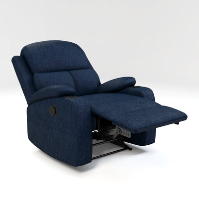 Matt 1 Seater fabric Manual Recliner (Blue)