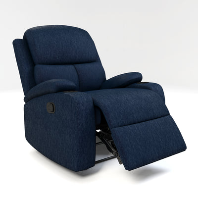 Matt 1 Seater fabric Manual Recliner (Blue)