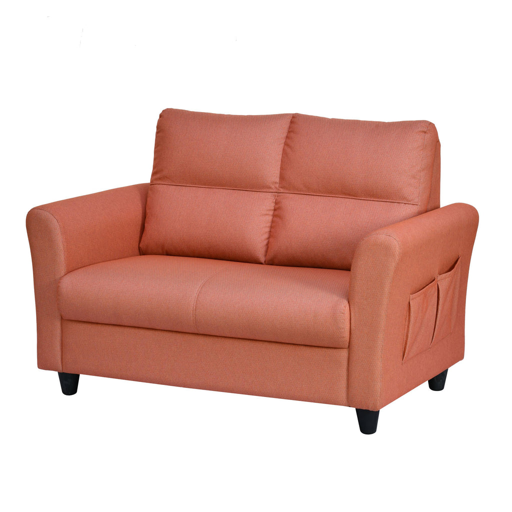 Oliver 2 Seater Fabric Sofa with Side Pocket (Rust)