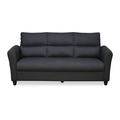 Oliver 3 Seater Fabric Sofa with Side Pocket (Charcoal Brown)