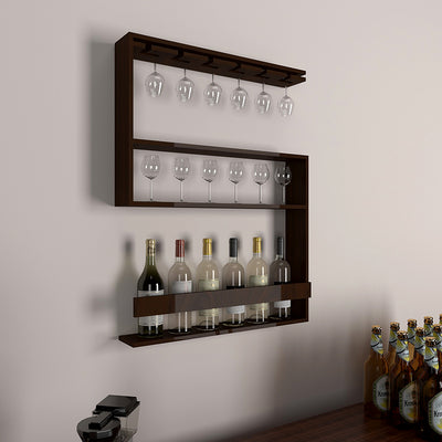 Olwen Engineered Wood Wall Mounted Bar Cabinet (Walnut)