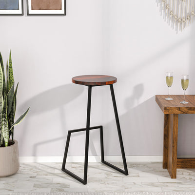 Oval Solid Wood Bar Stool (Country Light & Black)