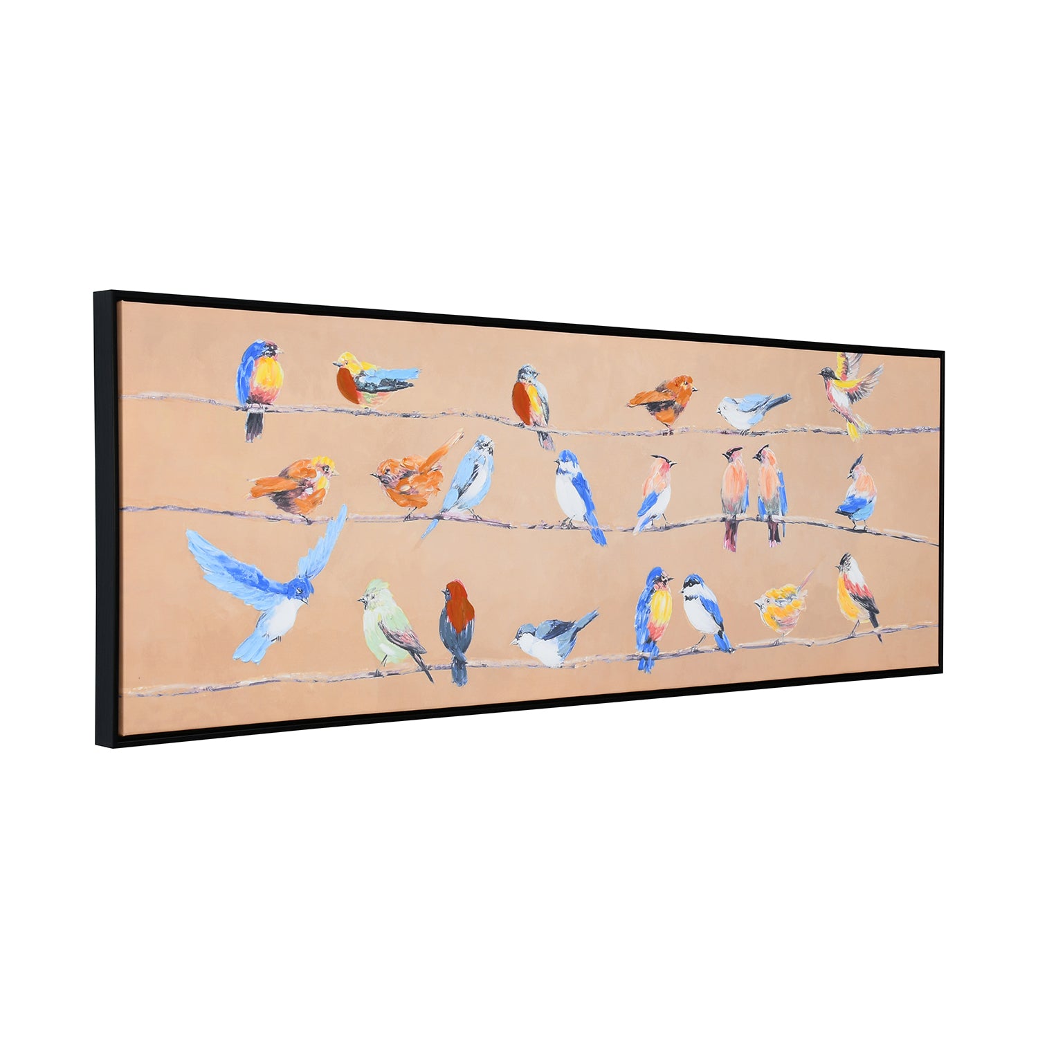 Birds Chatter Canvas Wall Painting (Mustard)