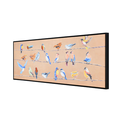 Birds Chatter Canvas Wall Painting (Mustard)