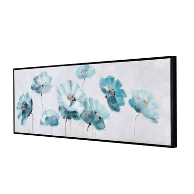 Flora Bloom Canvas Wall Painting (Sea Green & White)