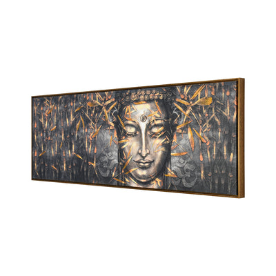Leaf Buddha Canvas Wall Painting (Brown & Gold)