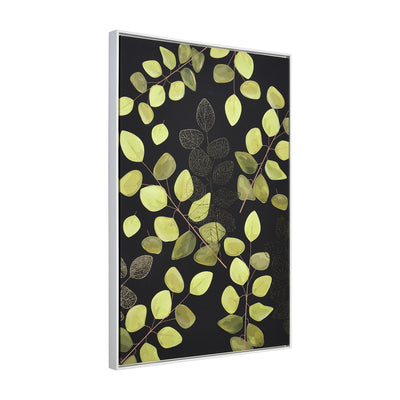 Leafy Lush Canvas Wall Painting (Black, Green & Gold)