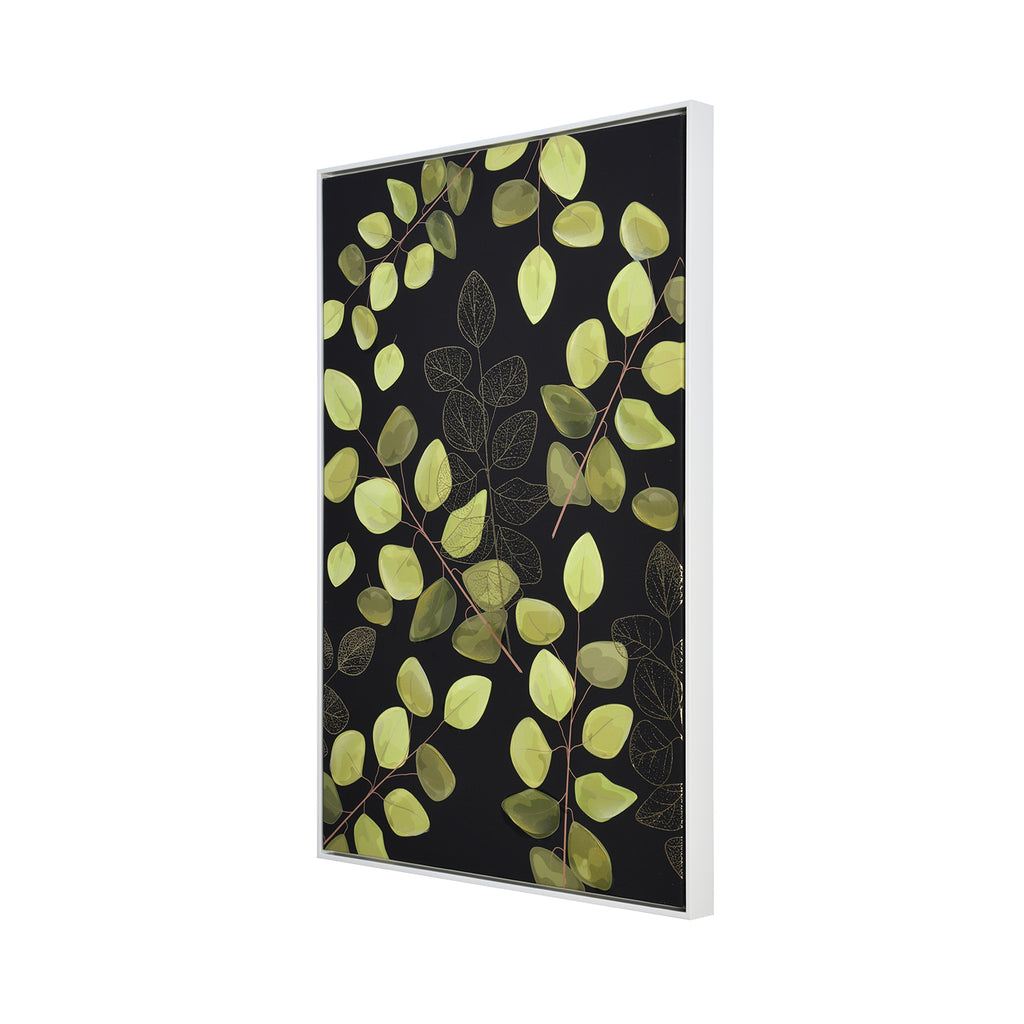 Leafy Lush Canvas Wall Painting Black, Green & Gold