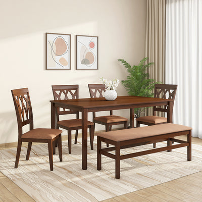 Peak 6 Seater Dining Set With Bench (cappuccino)