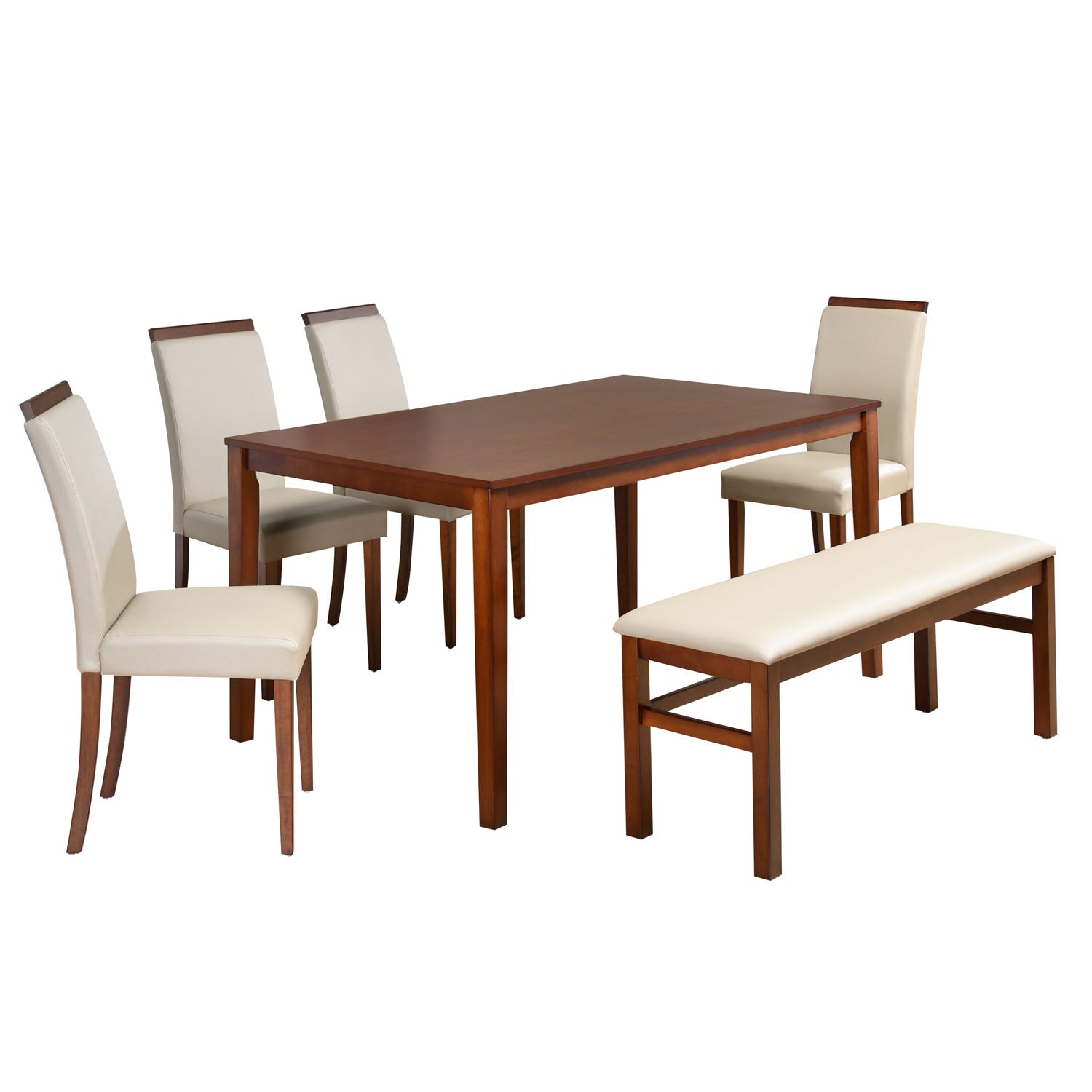 Pearl 6 Seater Dining Set With Bench (Cappucino)